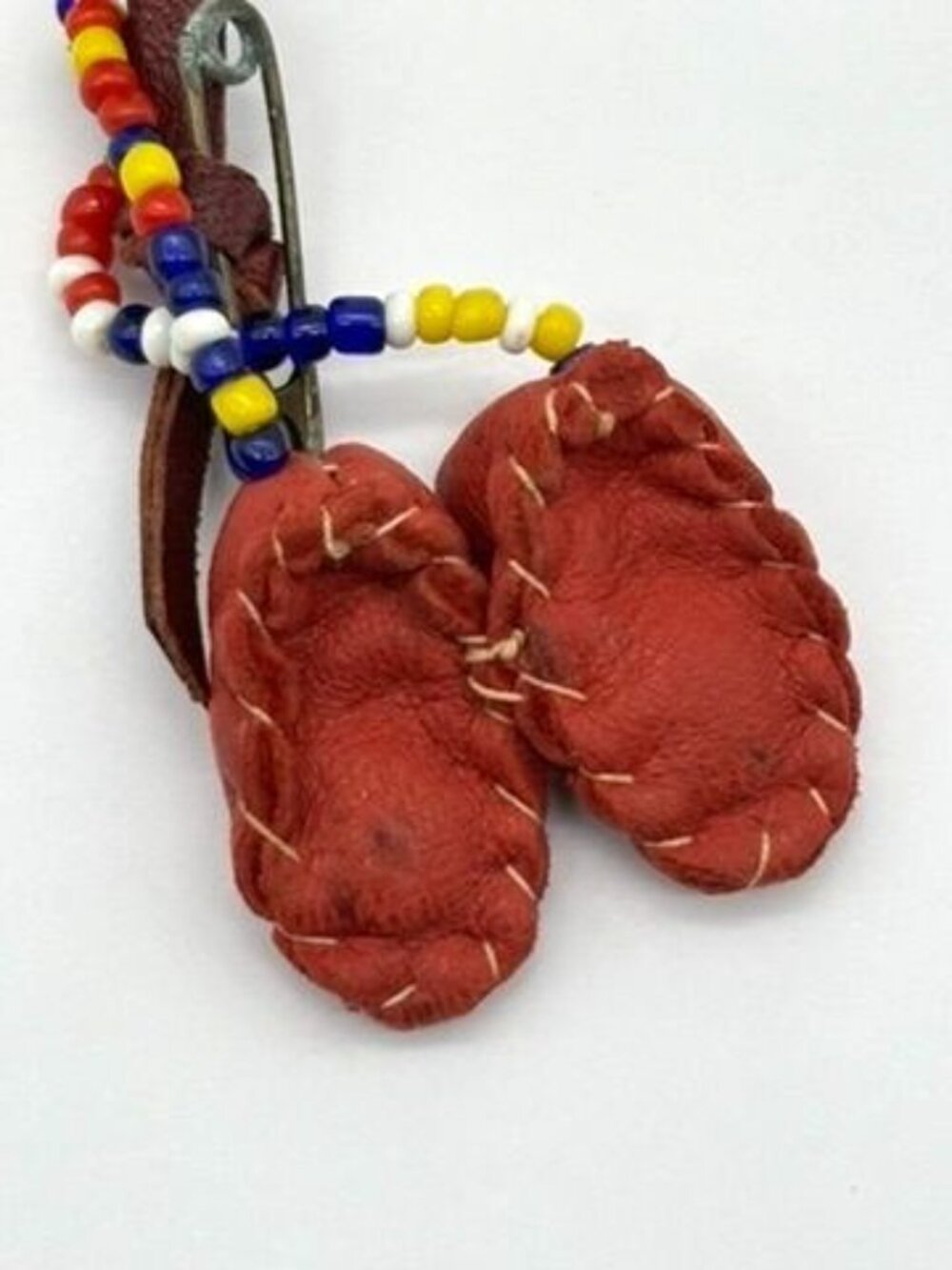Vintage Native American Brooch Handmade & Hand Painted Miniature Moccasin & Drum - Picture 5 of 13